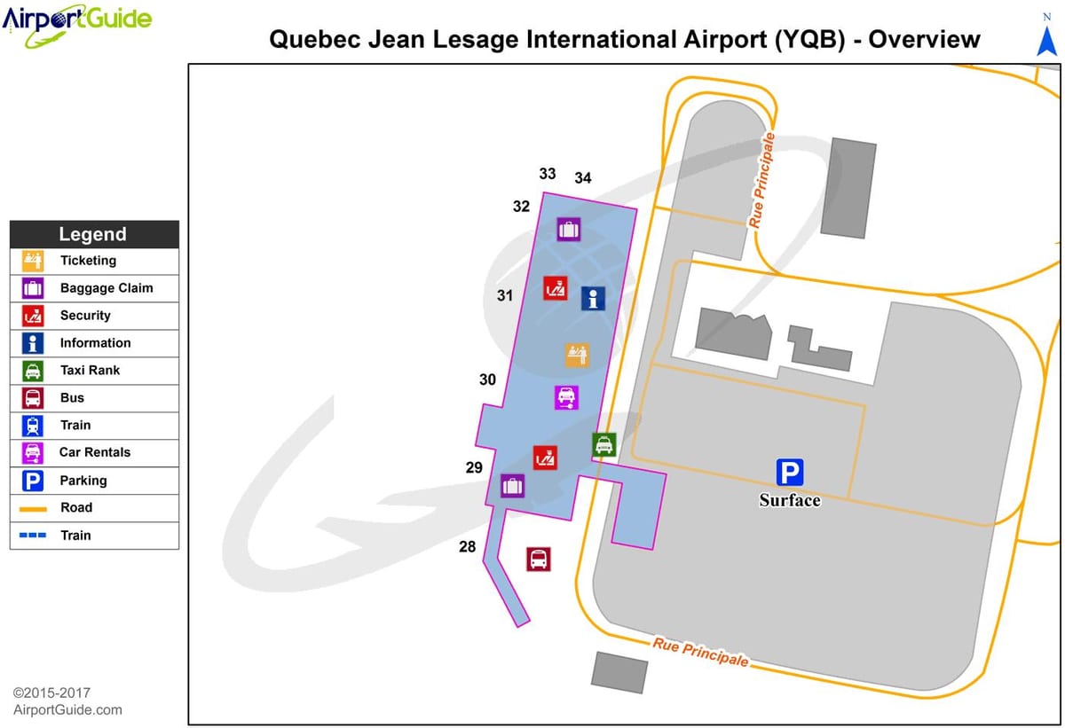 Carte de la Ville de Québec l'aéroport