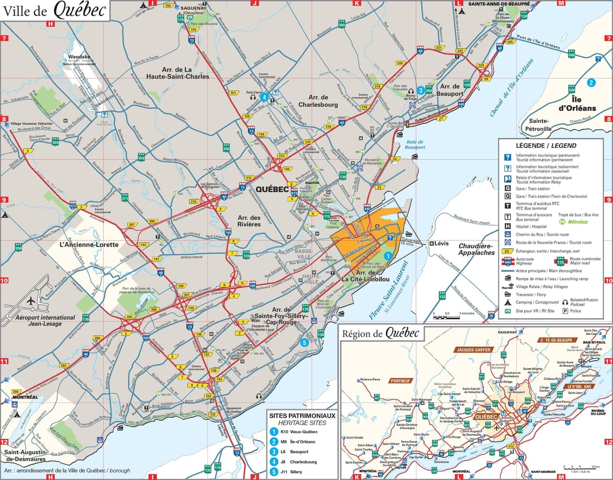 carte de la région de Québec