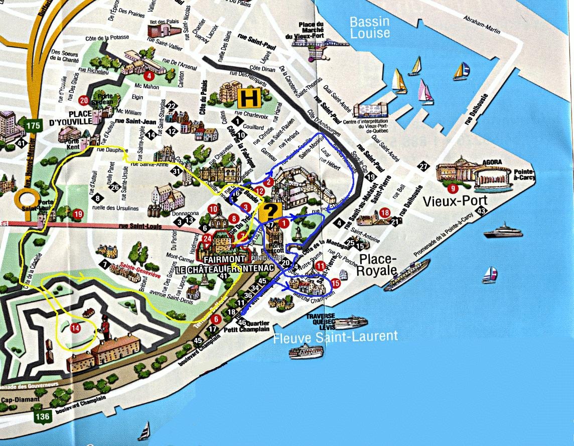 carte de vieux-Québec à proximité des attractions