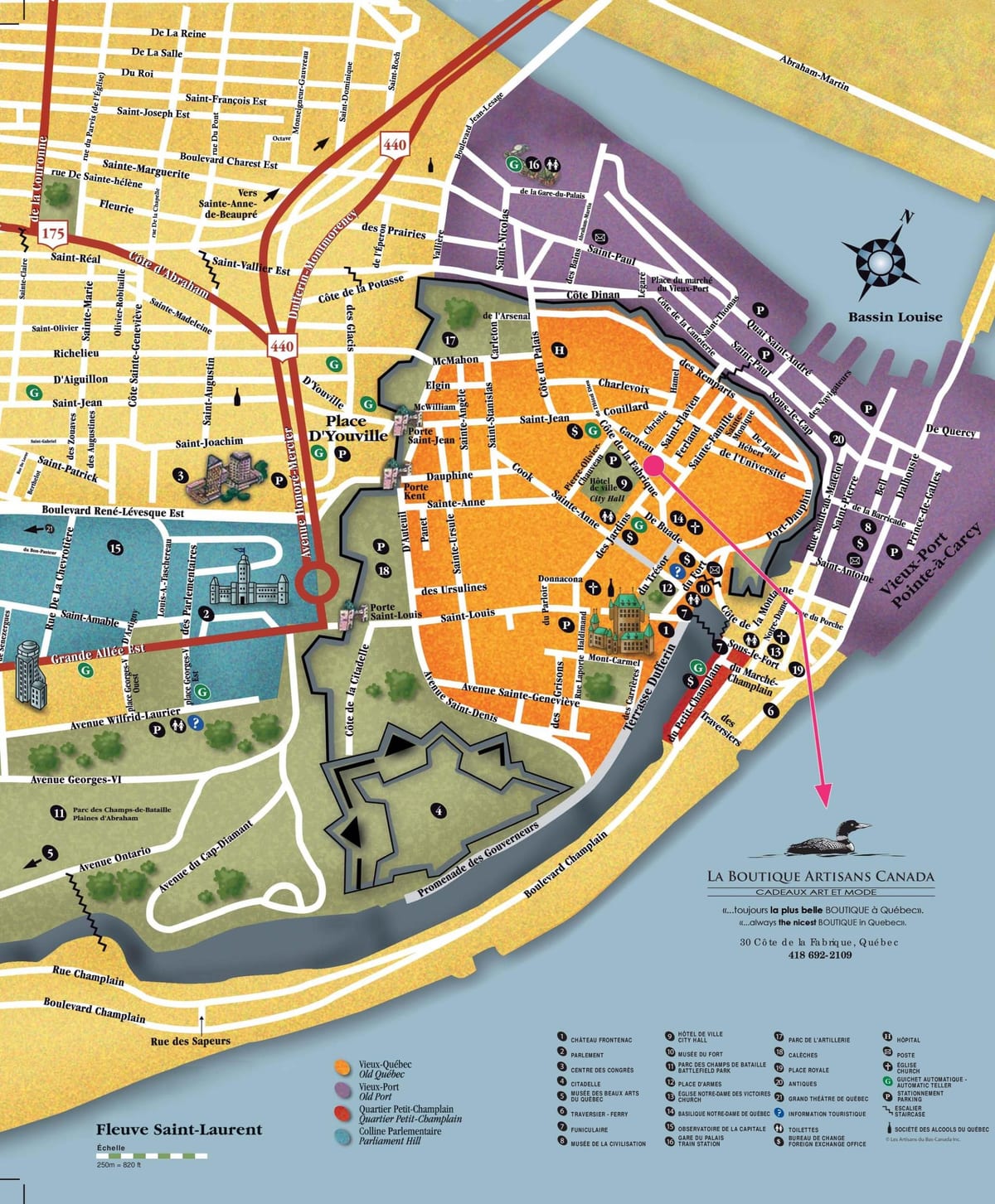 Carte de la Ville de Québec tourisme 