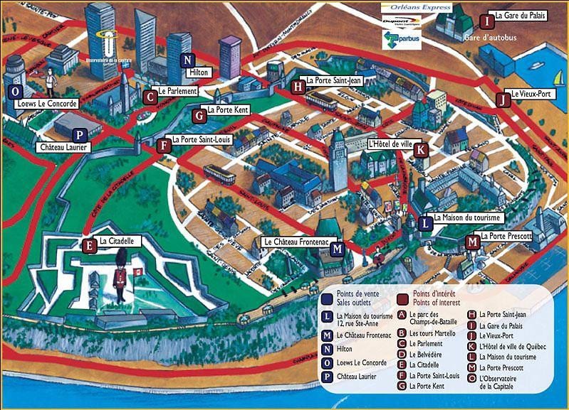 Québec attractions de la carte