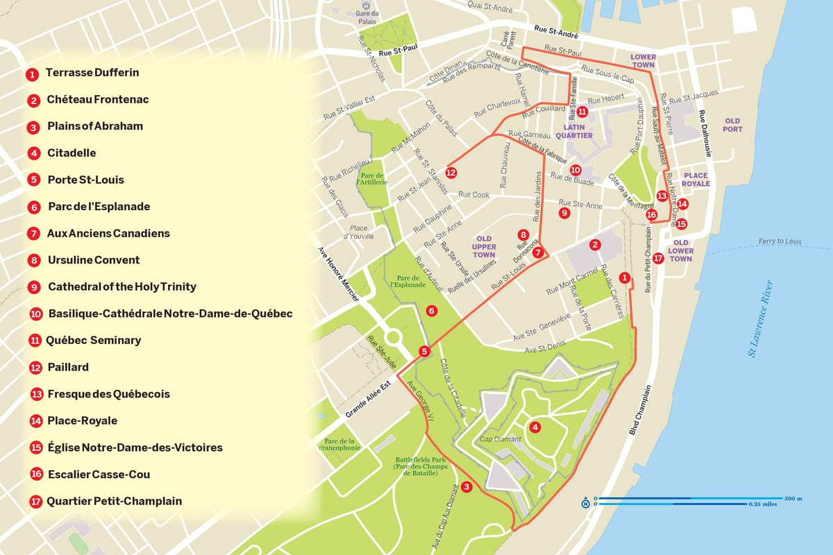 Carte de la Ville de Québec hop on hop off