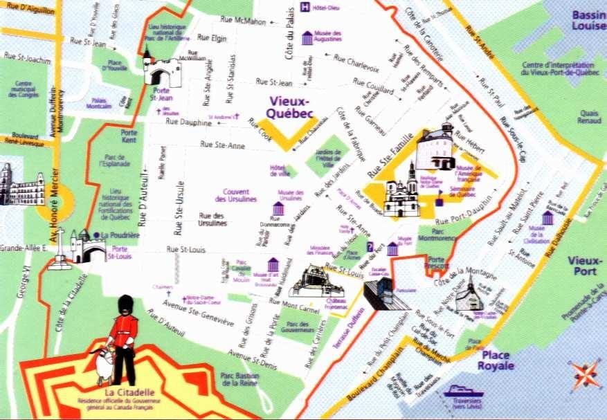 vieille ville de Québec carte de la Ville