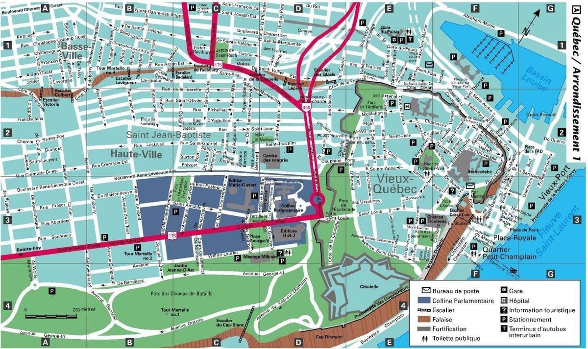 La carte de rue de la vieille Ville de Québec