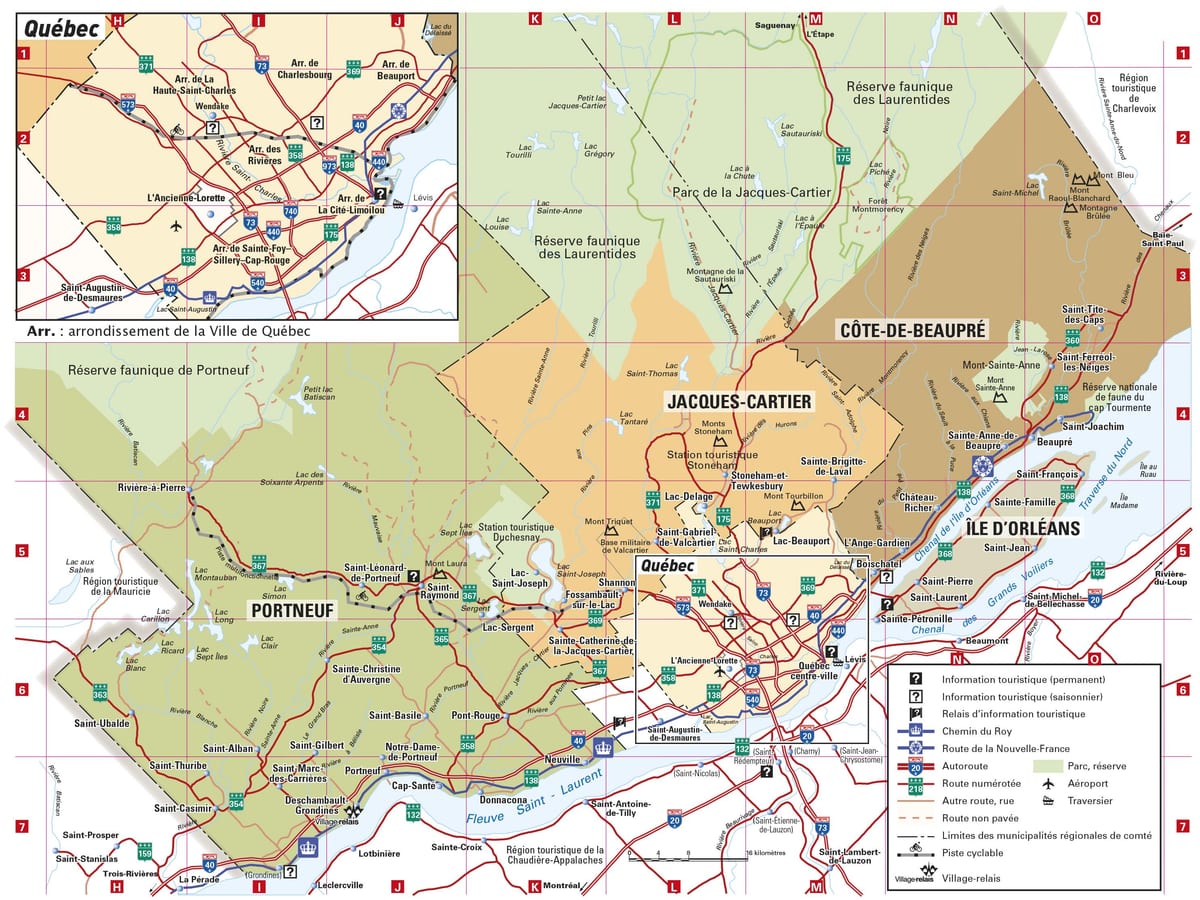Carte du centre-ville de Québec