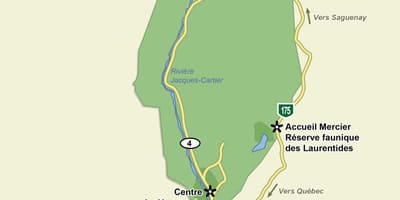 Carte de la jacques-cartier parc national trail